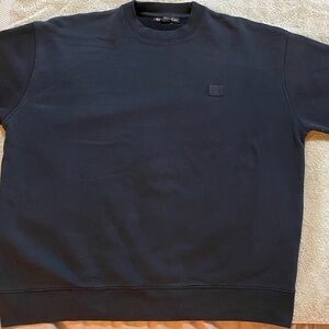 Acne Studios Facer Patch Crewneck Sweatshirt, 100% Cotton, Dark Blue, XXS
